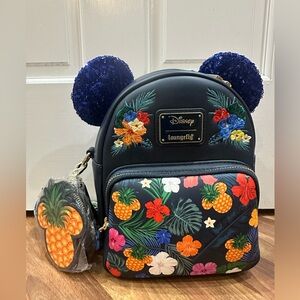 Disney Loungefly Aloha Mickey Convertible  Mini Backpack LE NWT
